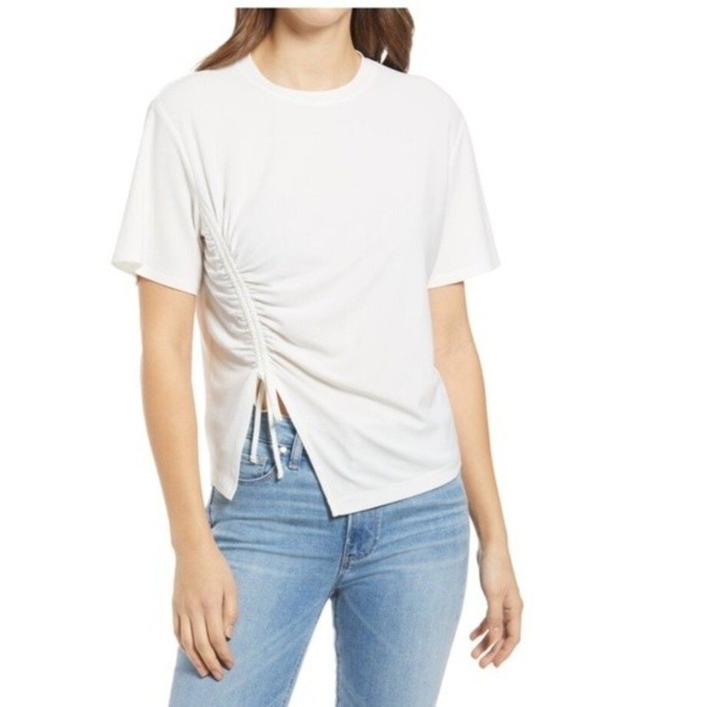 NWT Nordstrom Ruched Side T-Shirt in White